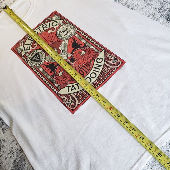 Electric Tattooing White Graphic Tattoo Tshirt Crane Bird Japanese style - Picture 6 of 7